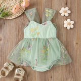 Girls Flower Embroidered Romper Dress by Ju Ju Jam - Perfect for Playful Days