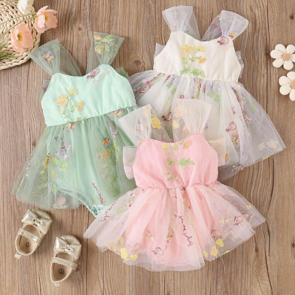 Ju Ju Jam Flower Embroidered Romper Dress - Adorable and Stylish Baby and Kids Wear