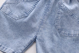 Ju Ju Jam boys' set with T-shirt designed with 3D shark tail and denim shorts