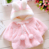 Ju Ju Jam Children's Pink Rabbit Hooded Coat - Stay warm in style with this charming pink coat adorned with a lovable rabbit motif
