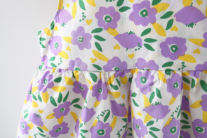 Lavender Bow Girls Dress With Hat