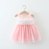 Rainbow Frill Girls Princess Dress