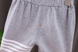 Trendy Collared Gray Striped T-shirt and Shorts Boys Set with classic stripes