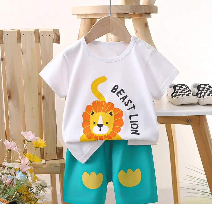 Lion Roar Boys T-shirt and Shorts Set by Ju Ju Jam - Cozy and stylish outfit featuring a roaring lion print.