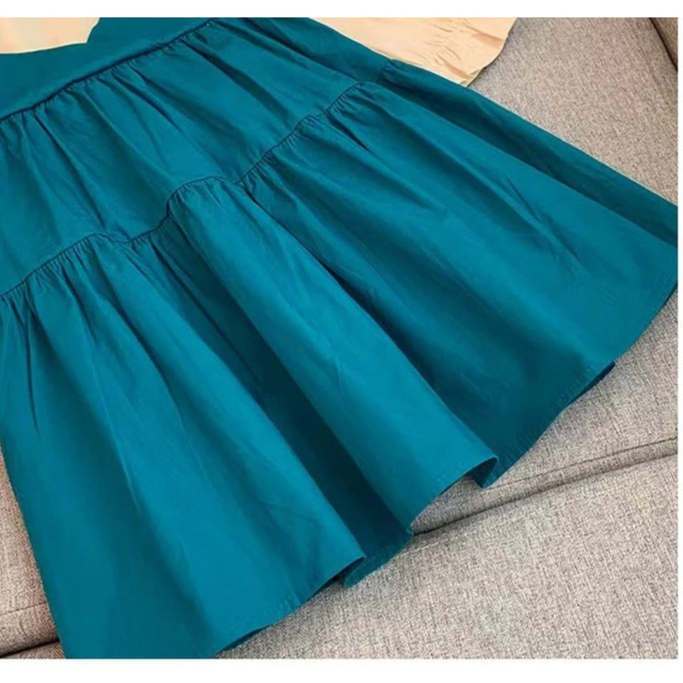 Balloon Sleeves Denim Girls Dress