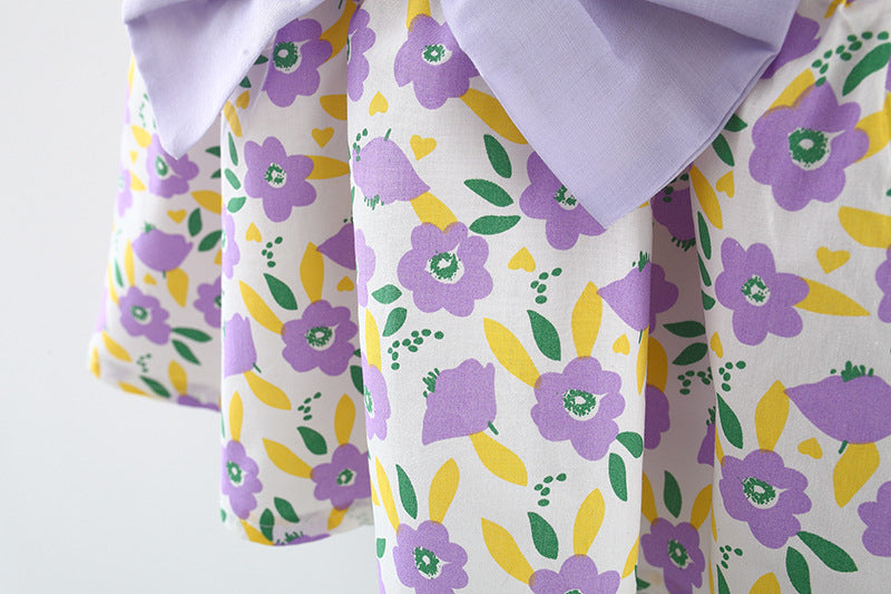 Lavender Bow Girls Dress With Hat