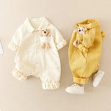 Charming Denim Jumpsuit with Teddy Bear Embellishment - Ju Ju Jam