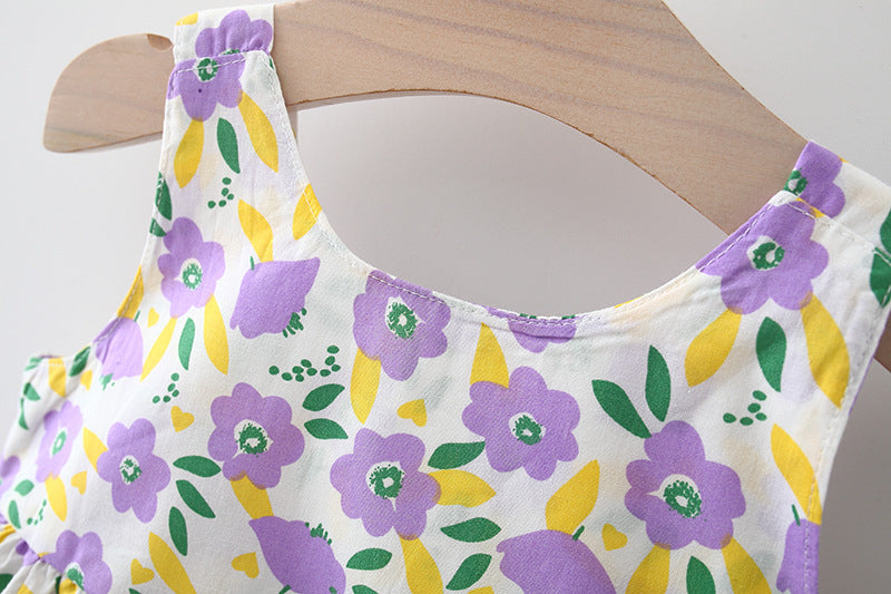 Lavender Bow Girls Dress With Hat