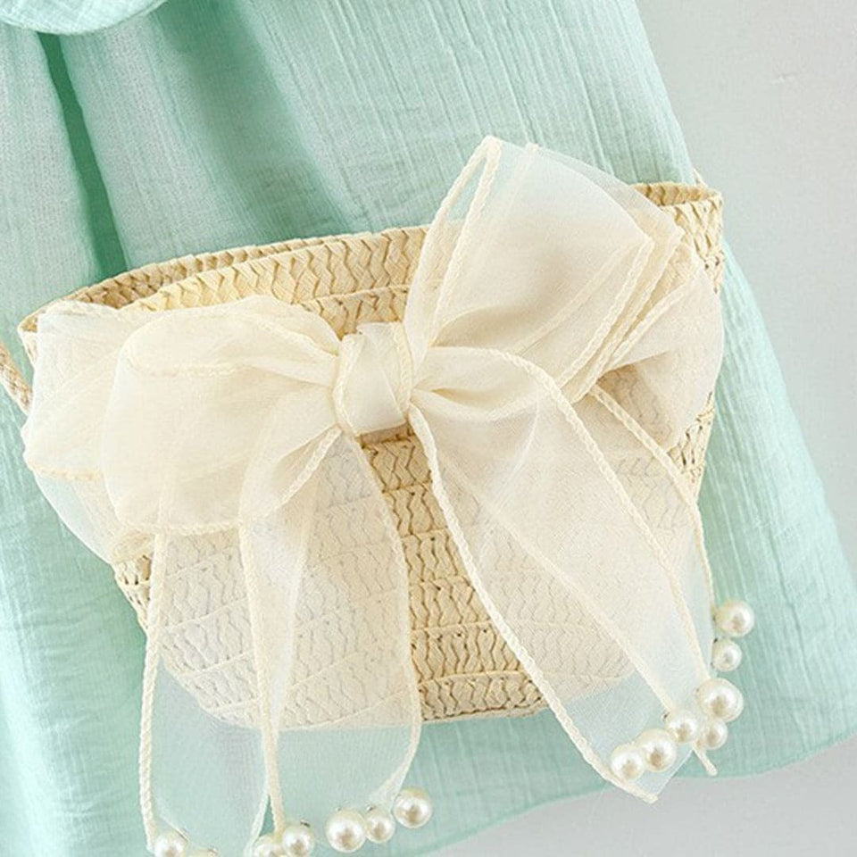 Fluttering Wings Girls Dress with Sling Bag