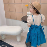 Balloon Sleeves Denim Girls Dress