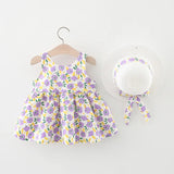 Lavender Bow Girls Dress With Hat