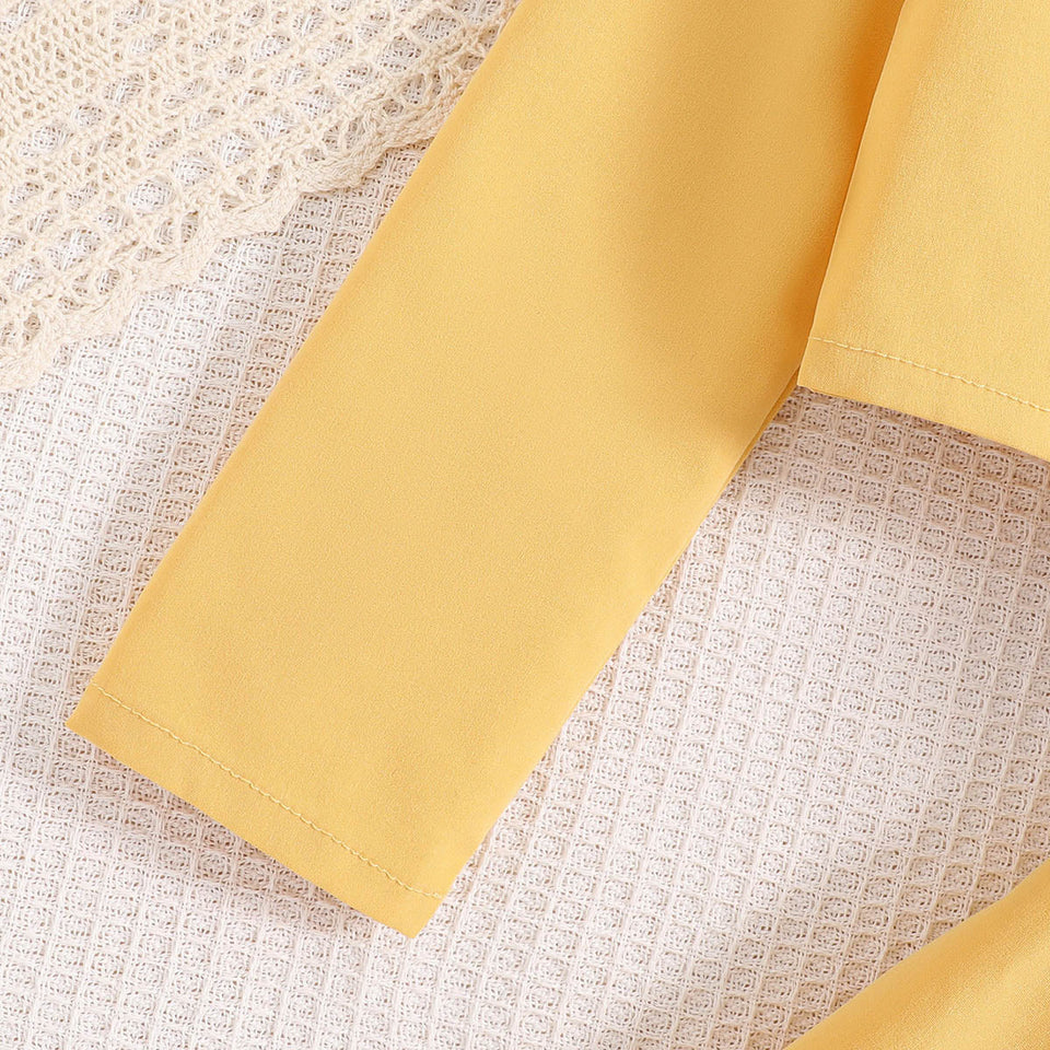 Cute Yellow Two-Piece Girls Party Set