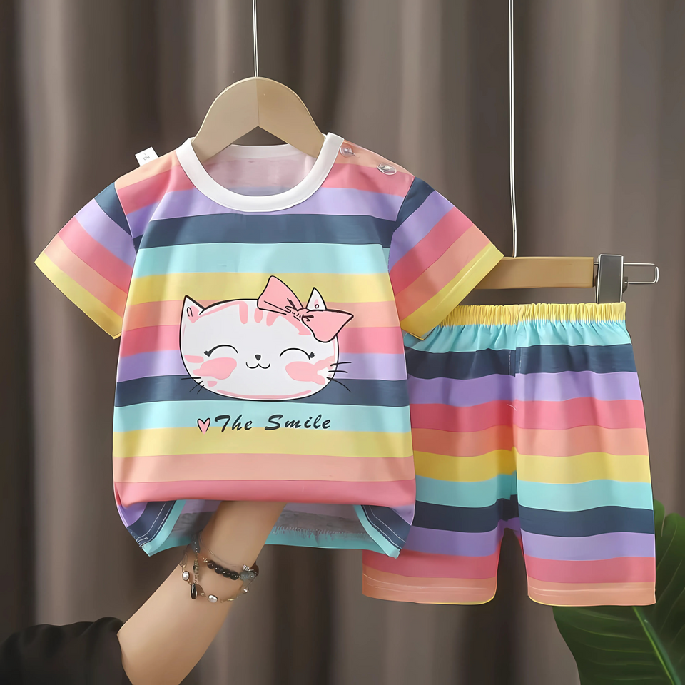The Smile Colourful Striped Baby Girls Set