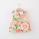 Colourful Floral Girls Dress With Sling Bag