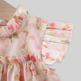 Floral Fantasy Girls Dress With Sling Bag