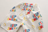Comfortable Keep Smiling Vibrant Shirt and Shorts Boys Set with uplifting design