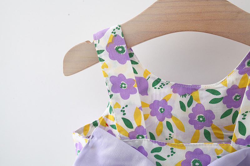 Lavender Bow Girls Dress With Hat