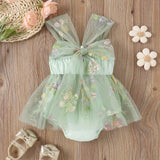 Flower Embroidered Romper Dress