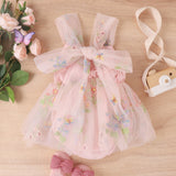 Flower Embroidered Romper Dress