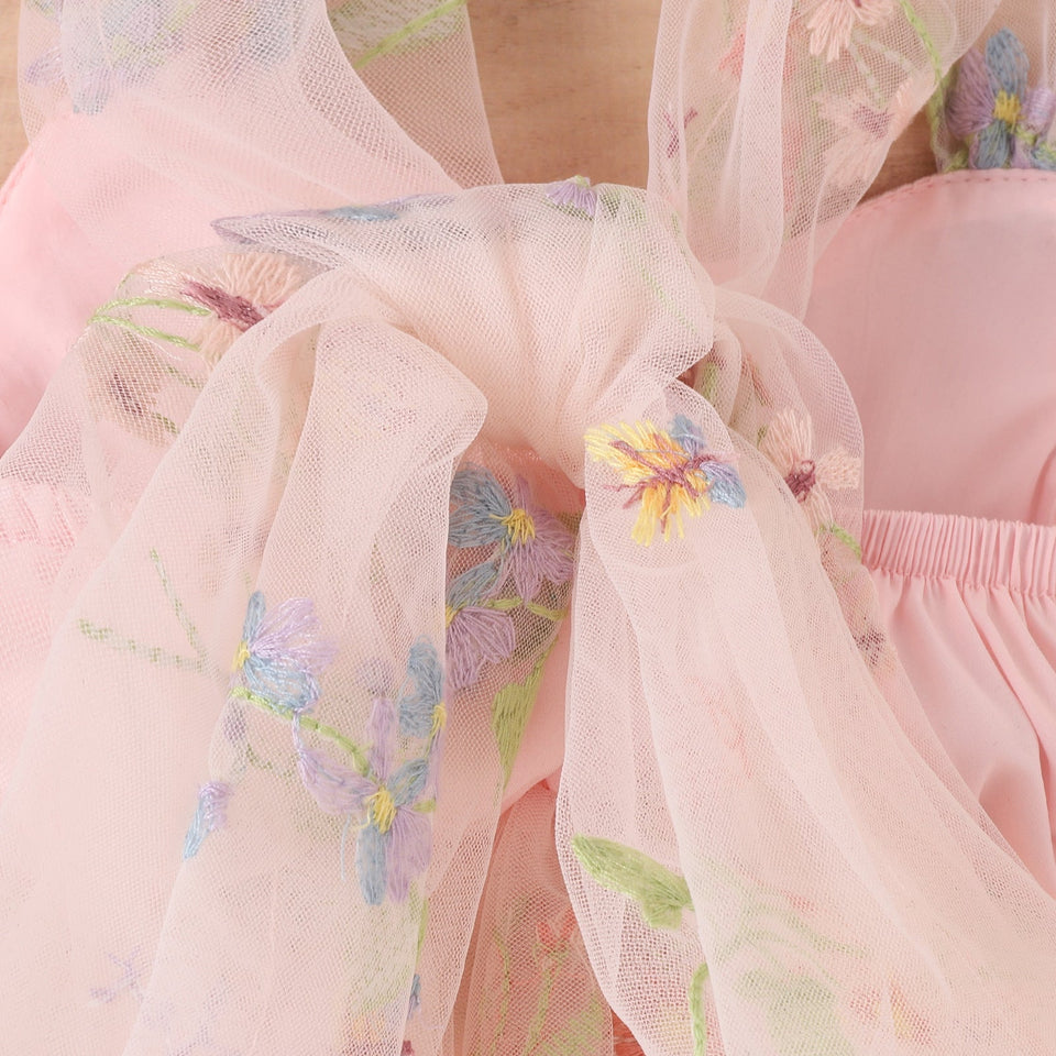 Flower Embroidered Romper Dress