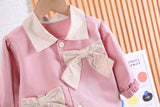 Ju Ju Jam stylish girls' set with a bow-accented top and flare jeans