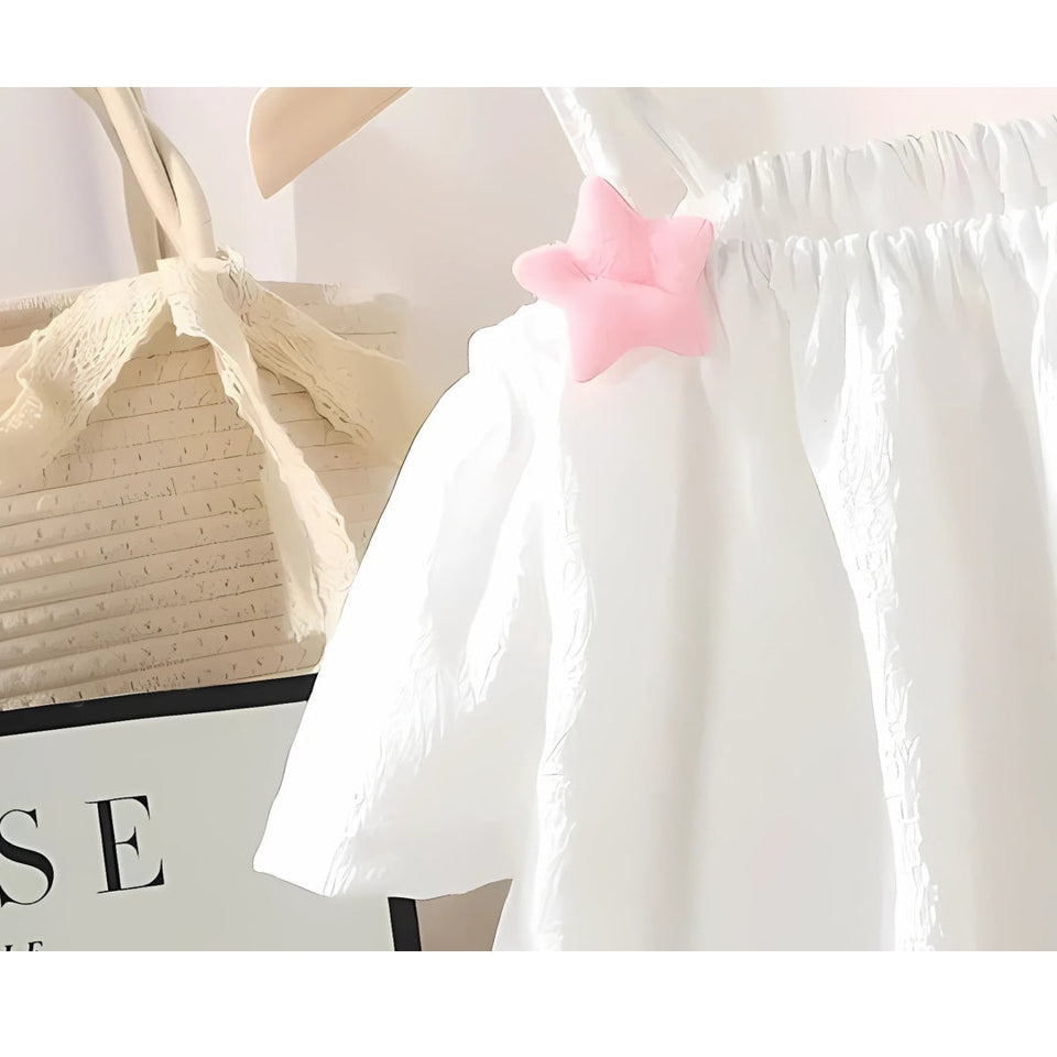 Off-Shoulder 3D Stars Girls Dress