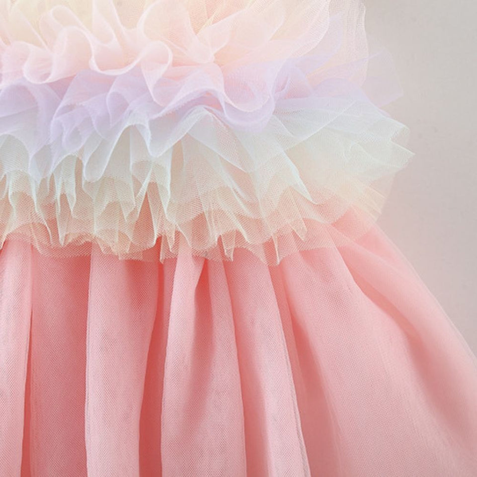 Rainbow Frill Girls Princess Dress