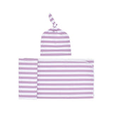 Striped Soft Swaddle Set with Cap