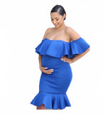 Ruffled Off Shoulder Maternity Dress