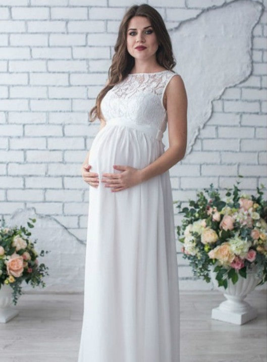 Sleeveless Gown - Lace Maternity Photoshoot Dress