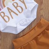 Three-piece Rainbow Romper Suit with Hair Bow