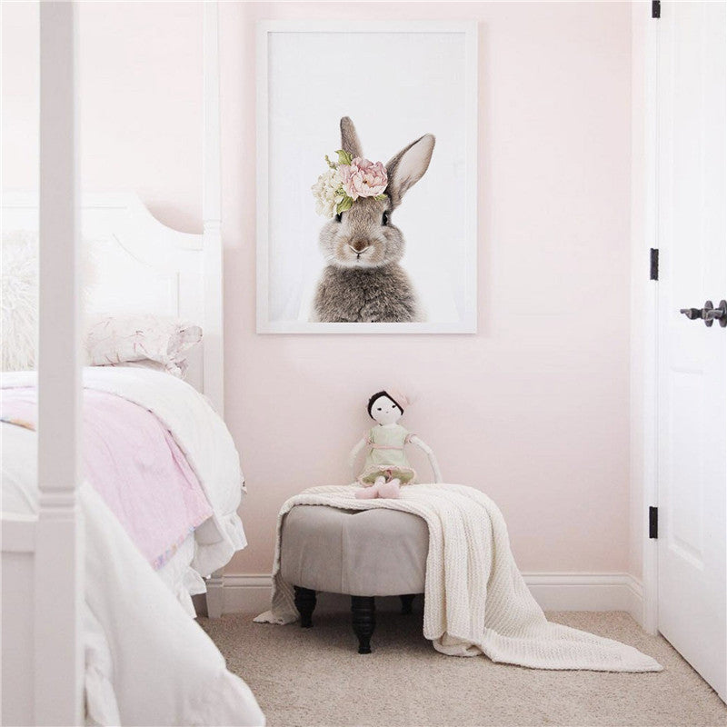 Baby Bunny Front and Back Nursery Wall Prints - Set of 2