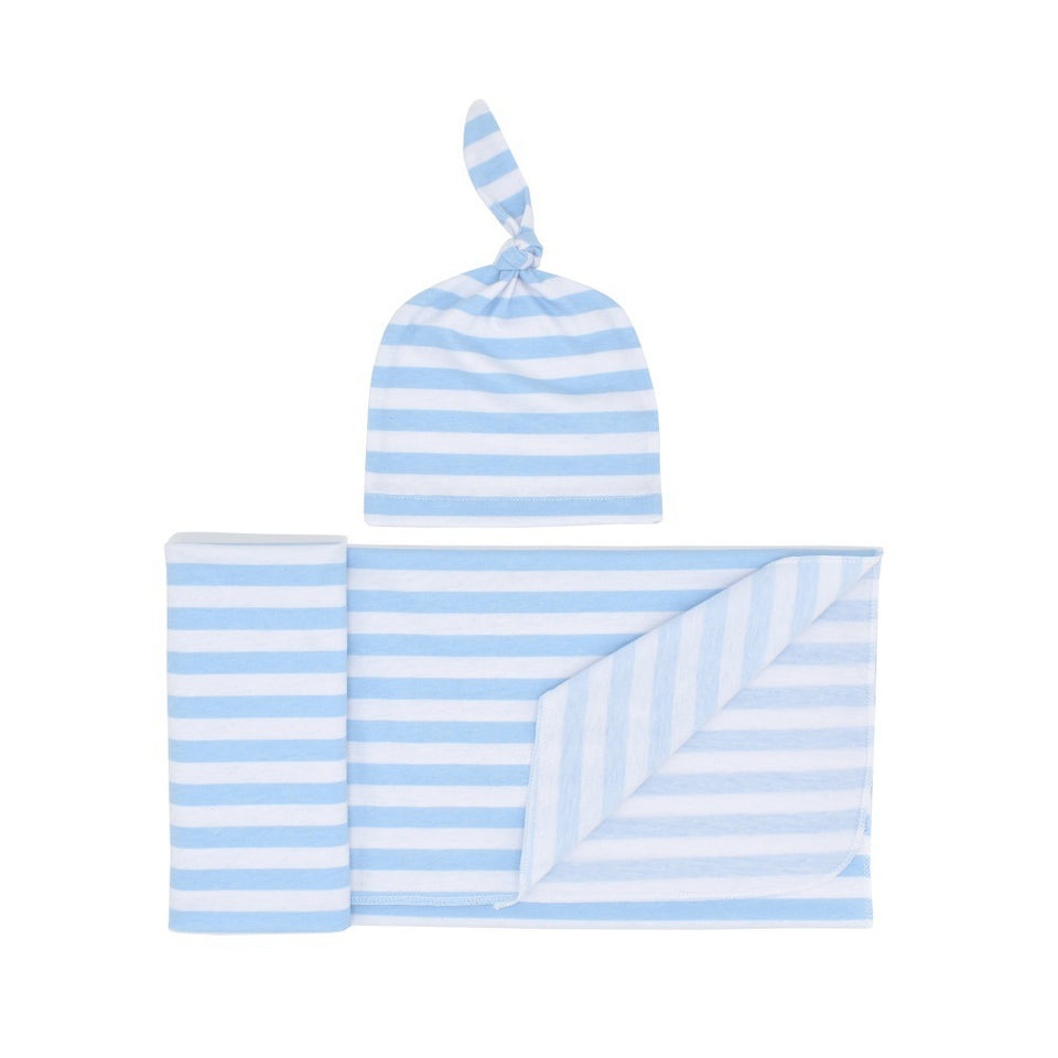Striped Soft Swaddle Set with Cap