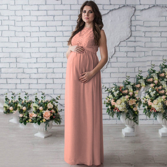 Sleeveless Gown - Lace Maternity Photoshoot Dress