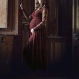 Deep V-neck long-sleeved lace dress