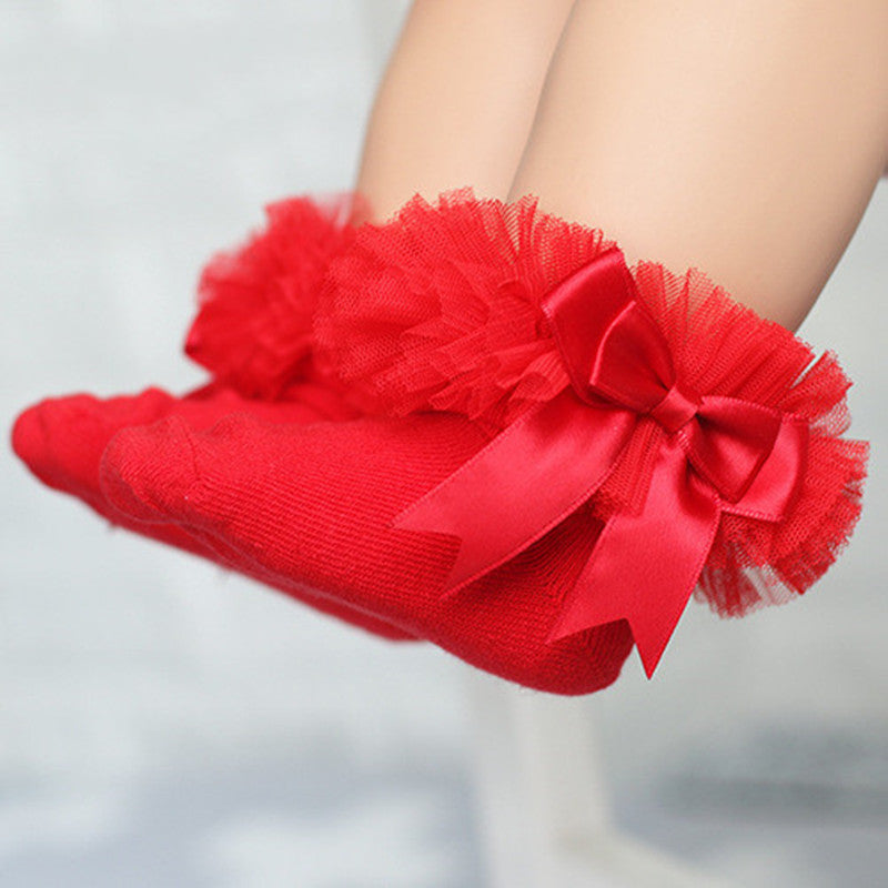 Princess Bow Knot Floral Lace Socks