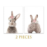 Baby Bunny Front and Back Nursery Wall Prints - Set of 2