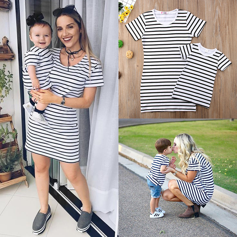 Zebra Striped Short Matching Dresses
