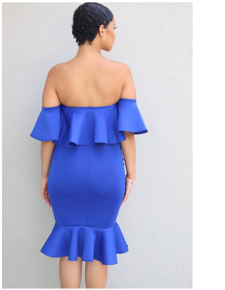 Ruffled Off Shoulder Maternity Dress