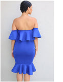 Ruffled Off Shoulder Maternity Dress
