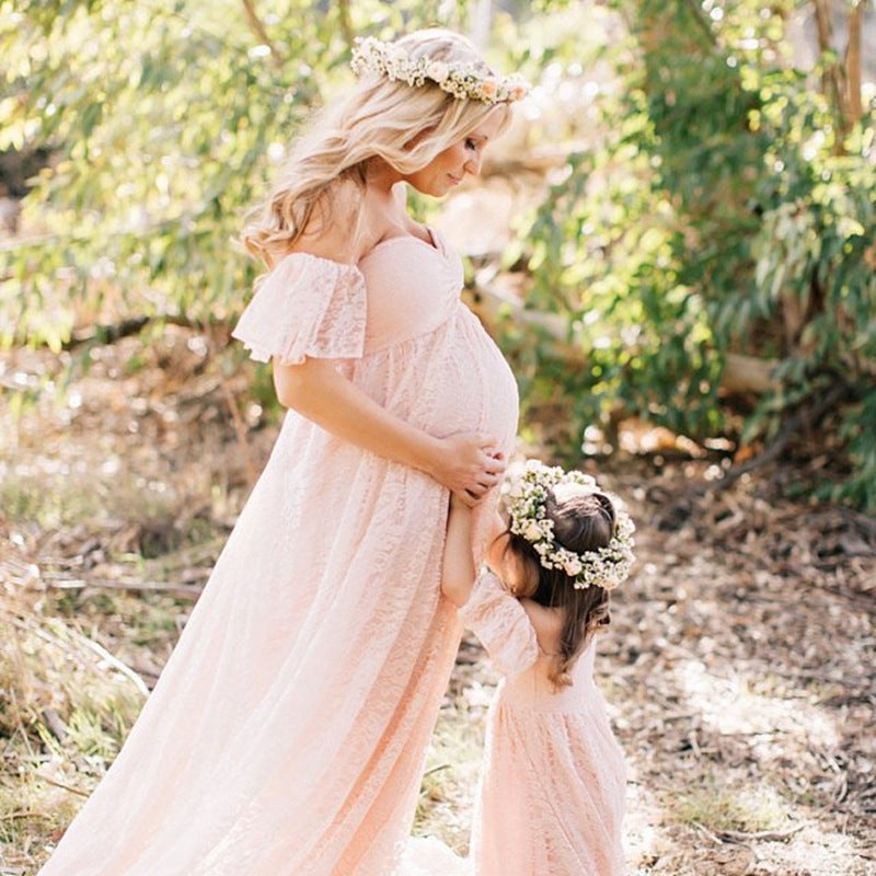 Pregnancy Lace Long Dress - Elegant Photoshoot Wear – Lil Stuart