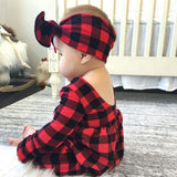 Plaid Romper Set with Bow