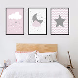 Celestial Wall Prints - Star Moon Cloud Set