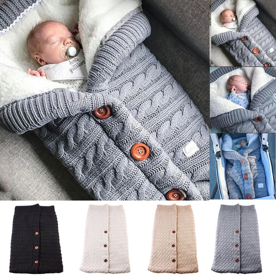 Baby Swaddle Blanket - Knitted Wool Baby Wrap