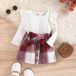 Adorable Red Plaid Skirt and Top Set by Ju Ju Jam