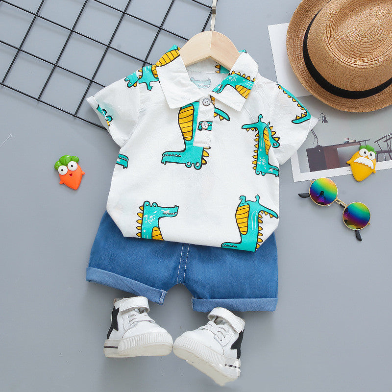 Ju Ju Jam's White Dino Shirt and Bottom Set - Playful and adorable ensemble for kids