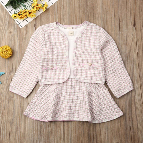 Ju Ju Jam Pink Fall Plaid Dress with Jacket: Elegant and Stylish Kids' Outfit