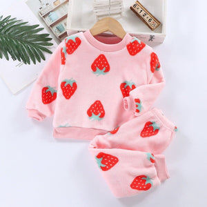 Soft and chic Berry Pink Girls Plush Co-ord Set, designed for comfort and cuteness, from Ju Ju Jam