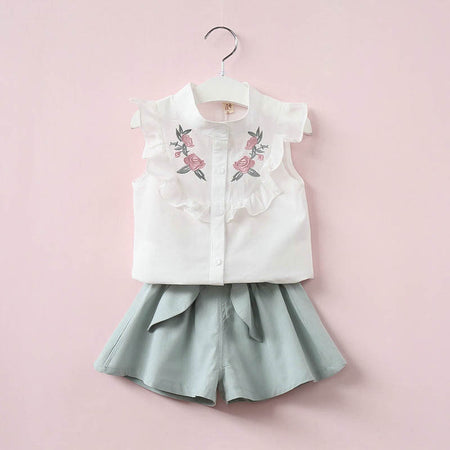 Stylish Embroidered Top With Bow Shorts for Girls by Ju Ju Jam - Fashion-forward Look