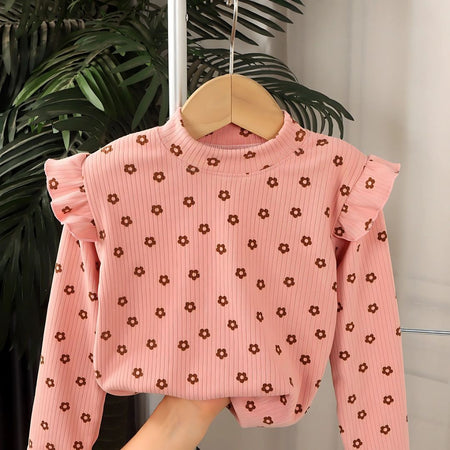 Little Lady Girls Peach Blossom Top by Ju Ju Jam, featuring a delicate floral design and soft peach tones.